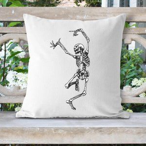 Halloween Pillow Cover, Dancing Skeleton, 16x16